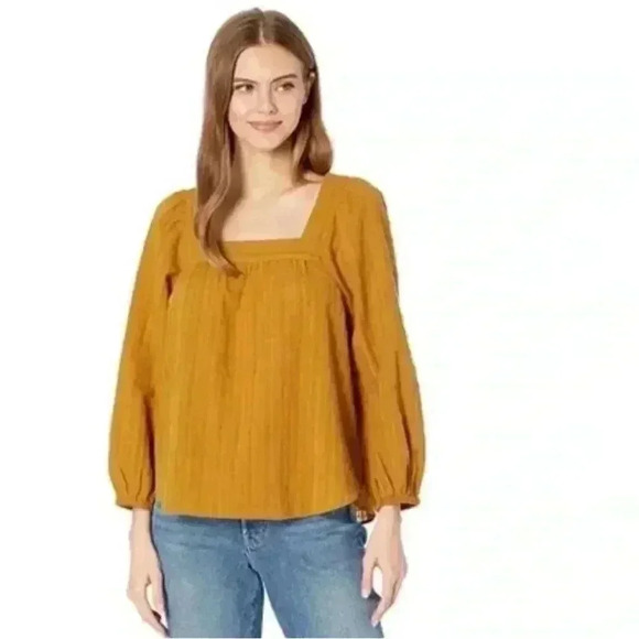 Madewell Square Neck Bubble Sleeve Top - Picture 1 of 8